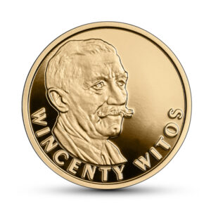 Złota moneta kolekcjonerska; rewers – Stulecie odzyskania przez Polskę niepodległości – Wincenty Witos