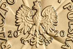 Detal złotej monety – Stulecie odzyskania przez Polskę niepodległości – Wincenty Witos