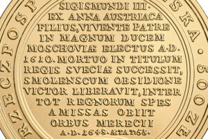 Detal złotej monety Skarby Stanisława Augusta – Skarby Stanisława Augusta – Władysław IV