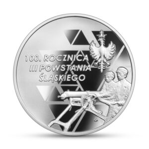 Srebrna moneta okolicznościowa; rewers – 100. rocznica III Powstania Śląskiego