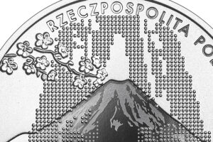 Detal srebrnej monety okolicznościowej – Polska Reprezentacja Olimpijska Tokio 2020