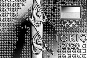 Detal srebrnej monety okolicznościowej – Polska Reprezentacja Olimpijska Tokio 2020