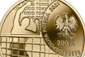 Detal złotej monety – Polska Reprezentacja Olimpijska Tokio 2020
