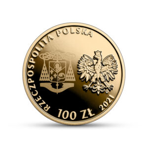 Złota moneta kolekcjonerska; awers – Beatyfikacja Kardynała Stefana Wyszyńskiego