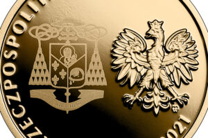 Detal złotej monety – Beatyfikacja Kardynała Stefana Wyszyńskiego