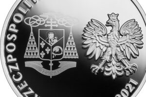 Detal srebrnej monety okolicznościowej – Beatyfikacja Kardynała Stefana Wyszyńskiego