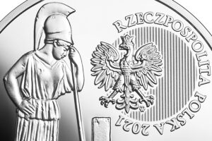 Detal srebrnej monety okolicznościowej – Polskie Termopile – Dytiatyn