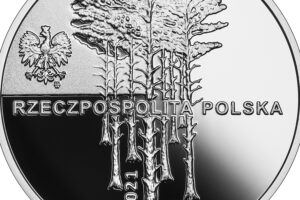 Detal srebrnej monety okolicznościowej – Zbrodnia w Piaśnicy