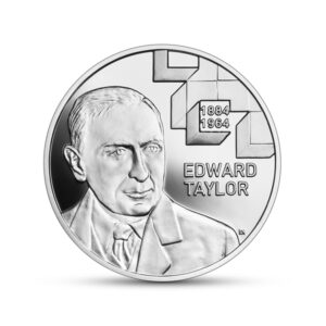 Srebrna moneta okolicznościowa; rewers – Wielcy polscy ekonomiści – Edward Taylor