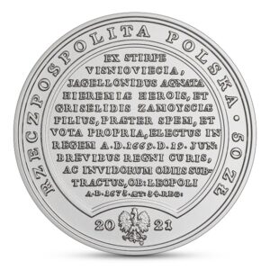 Moneta srebrna Skarby Stanisława Augusta; awers – Michał Korybut Wiśniowiecki