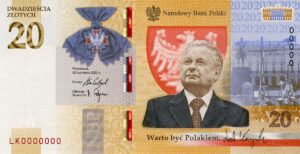 Banknot kolekcjonerski "Lech Kaczyński - warto być Polakiem" - strona przednia