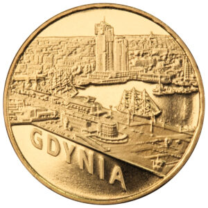 Moneta Nordic Gold; rewers – Miasta w Polsce – Gdynia