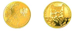 Moneta złota; awers; rewers - Igrzyska XXVIII Olimpiady – Ateny 2004