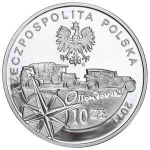 Srebrna moneta okolicznościowa; awers – Polscy podróżnicy i badacze – Ferdynand Ossendowski