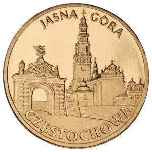 Moneta Nordic Gold; rewers – Miasta w Polsce: Częstochowa – Jasna Góra