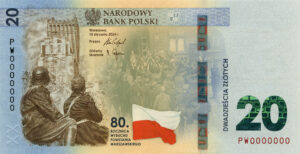 Banknot kolekcjonerski „80. rocznica wybuchu Powstania Warszawskiego” - przednia strona